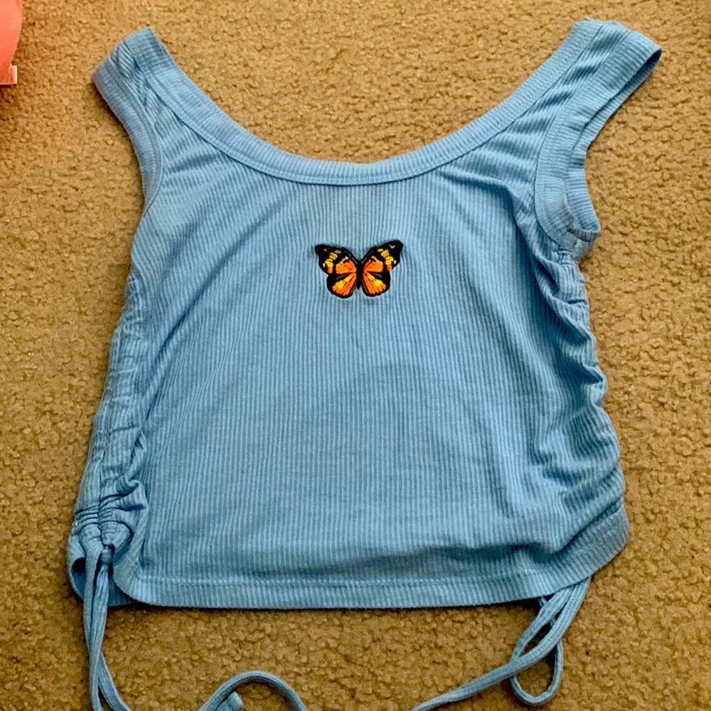Blue Butterfly Crop top